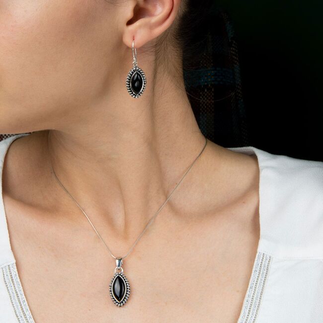 Set argint cu onix negru Defne