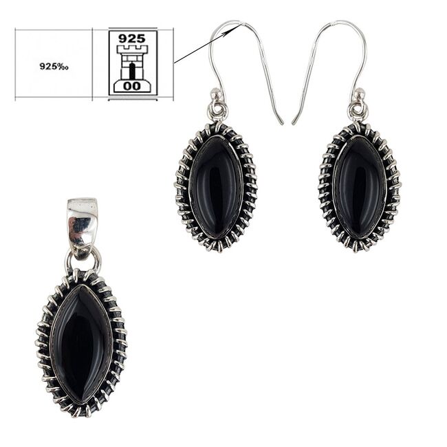 Set argint cu onix negru Defne