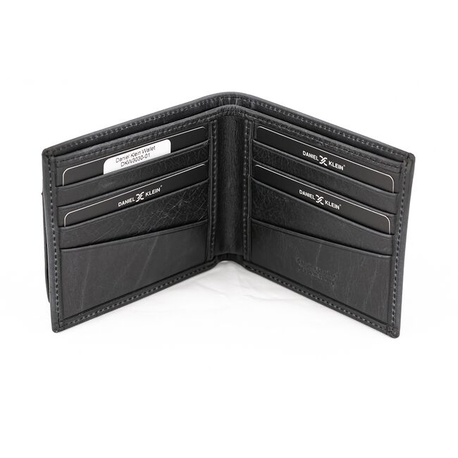Portofel negru Daniel Klein, pentru barbati, din piele naturala, DKW3030-01