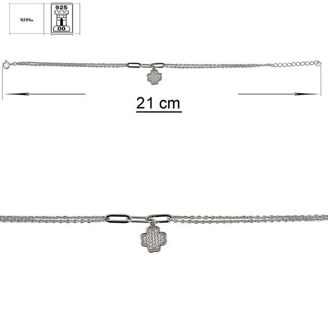 Bratara argint  dubla trifoi Harlow