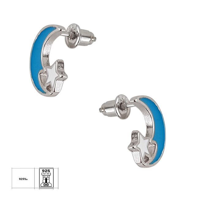 Cercei argint copii stea si semiluna Celeste