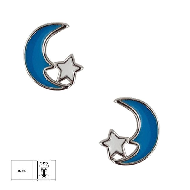 Cercei argint copii stea si semiluna Celeste