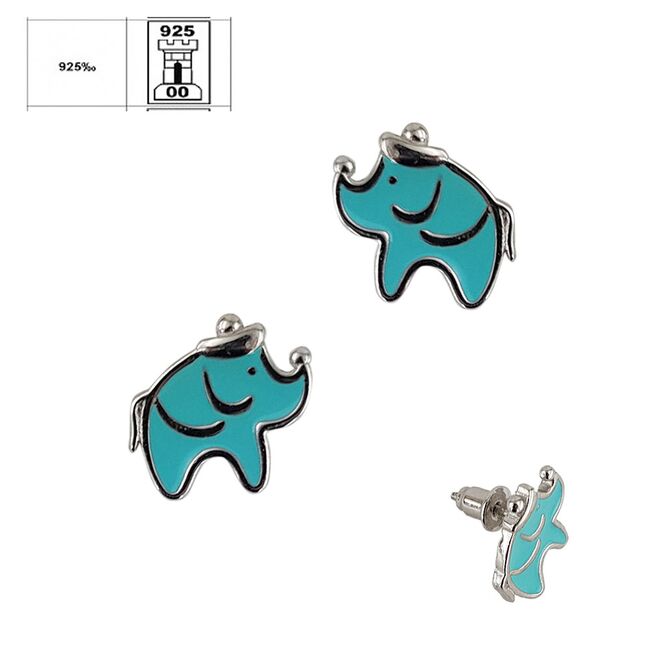 Cercei argint Nettal elefanti email