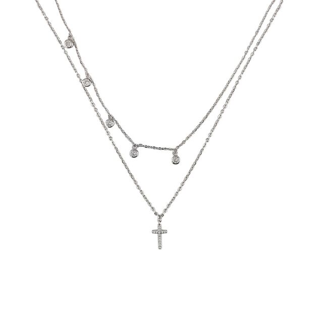 Lant argint dublu cu pandantiv cruciulita