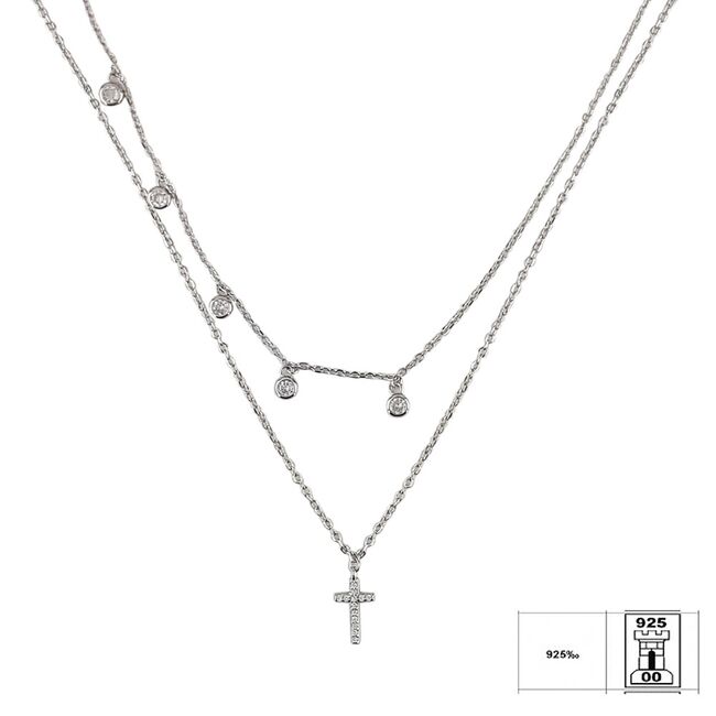 Lant argint dublu cu pandantiv cruciulita