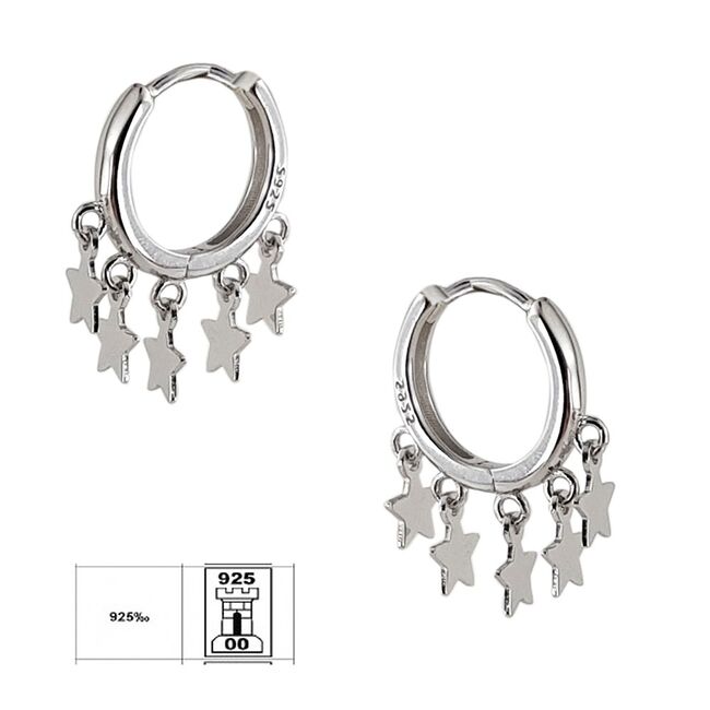 Creole argint rotunzi cu stelute Layla