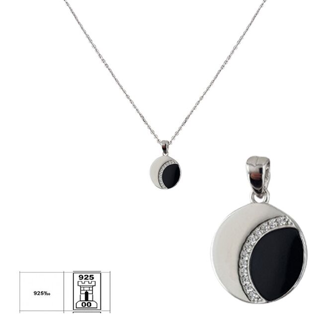 Lant argint cu pandantiv decorat cu email si zirconii