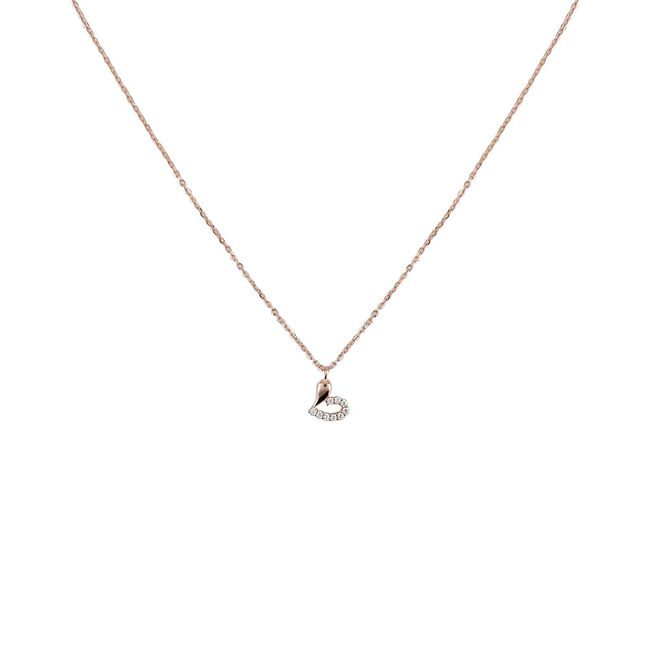 Lant argint auriu rose cu inimioara