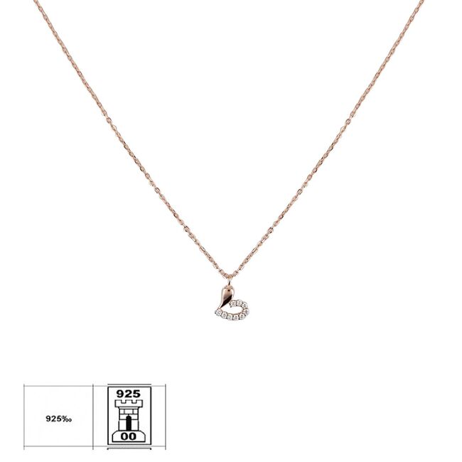 Lant argint auriu rose cu inimioara