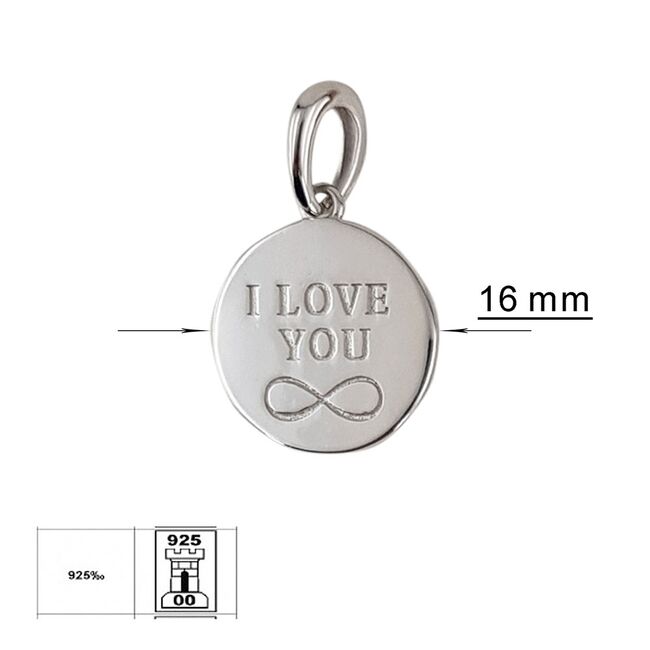 Pandantiv argint banut I love you