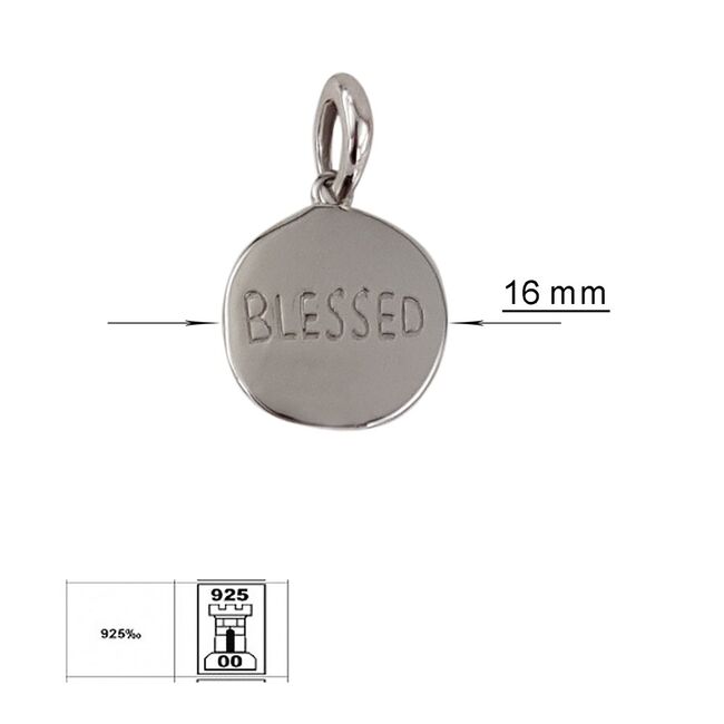 Pandantiv argint banut Blessed