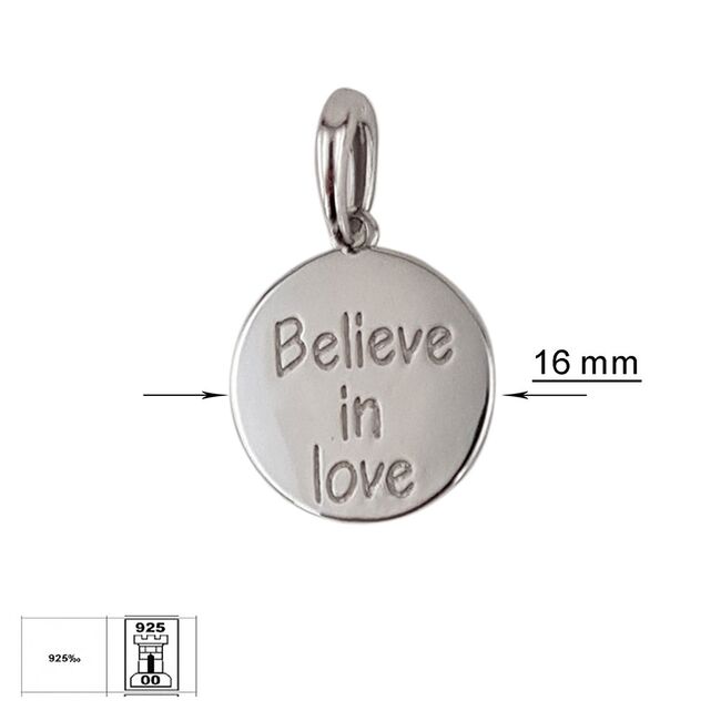 Pandantiv argint banut Believe in love