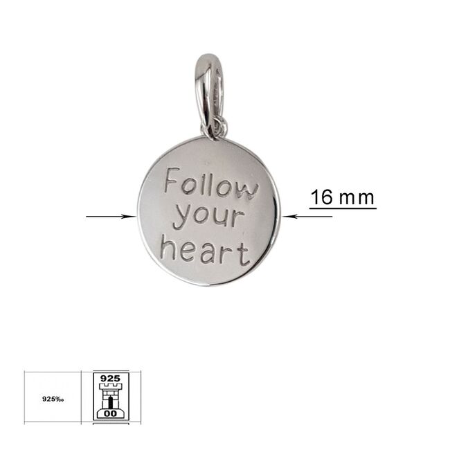 Pandantiv argint banut Follow your heart