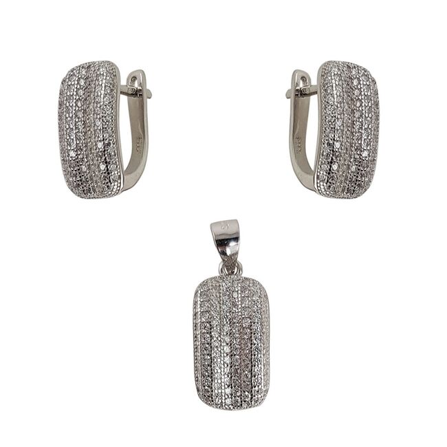 Set argint elegant cu zirconii albe Charlotte