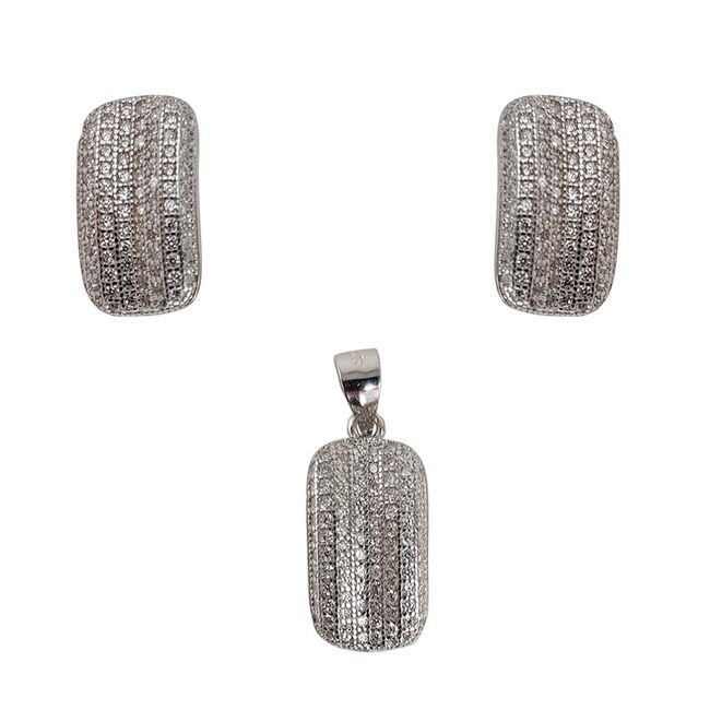 Set argint elegant cu zirconii albe Charlotte