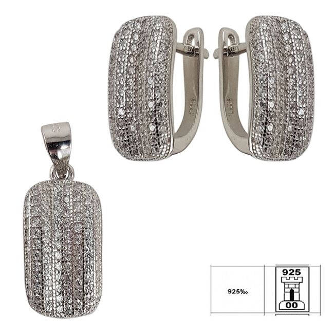 Set argint elegant cu zirconii albe Charlotte