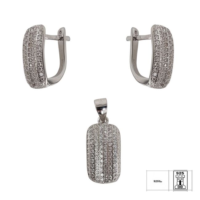 Set argint elegant cu zirconii albe Charlotte