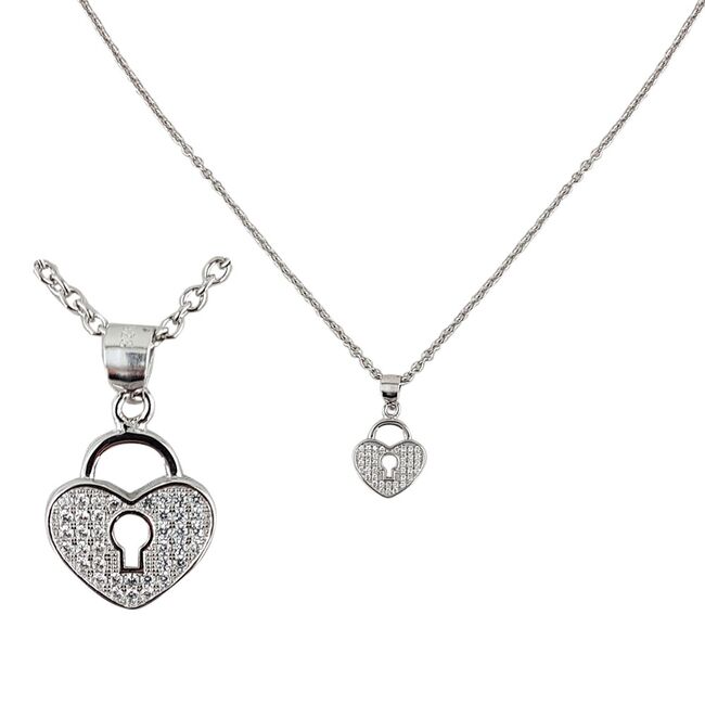Set argint Forever in my heart cu zirconii albe