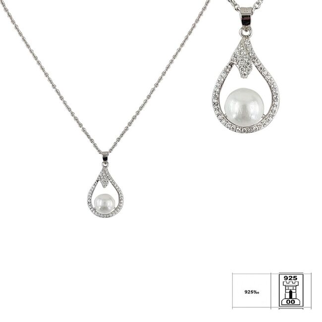 Lant argint elegant cu perla Nora