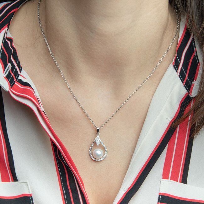 Lant argint elegant cu perla Nora
