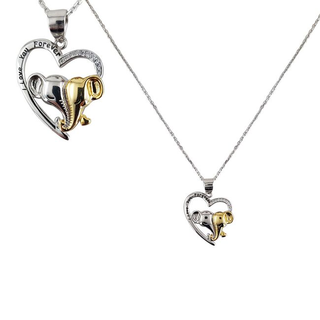 Lant argint bicolor cu elefanti Love