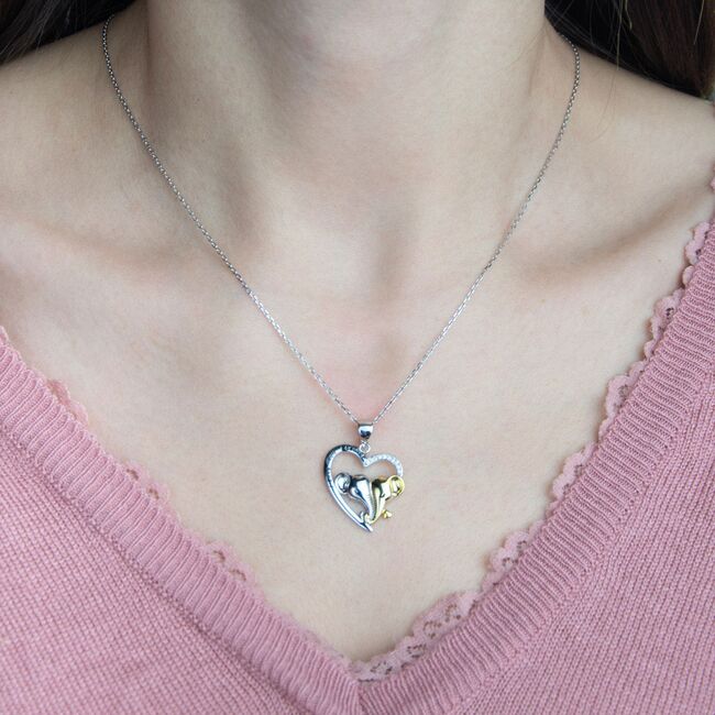 Lant argint bicolor cu elefanti Love