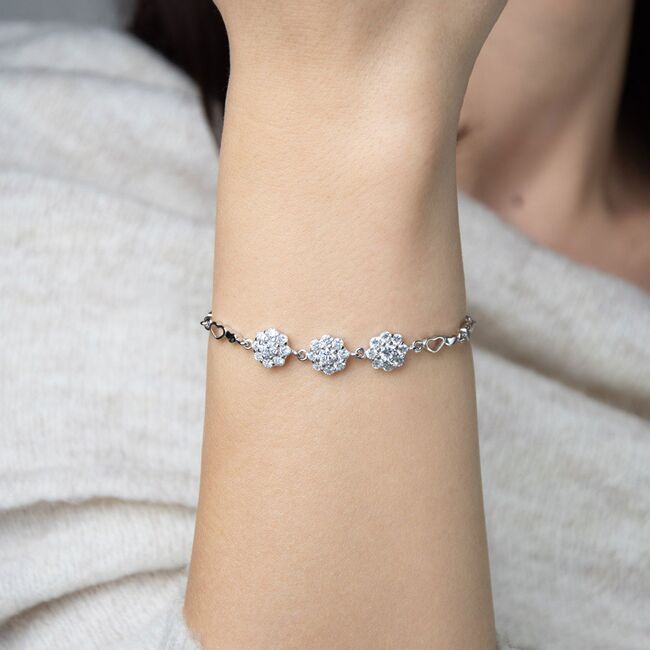Bratara argint flori cu zirconii Harley