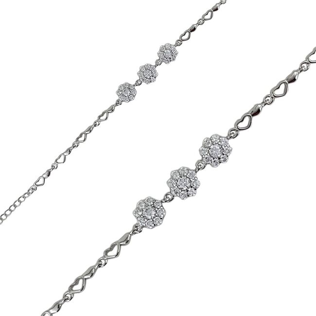 Bratara argint flori cu zirconii Harley