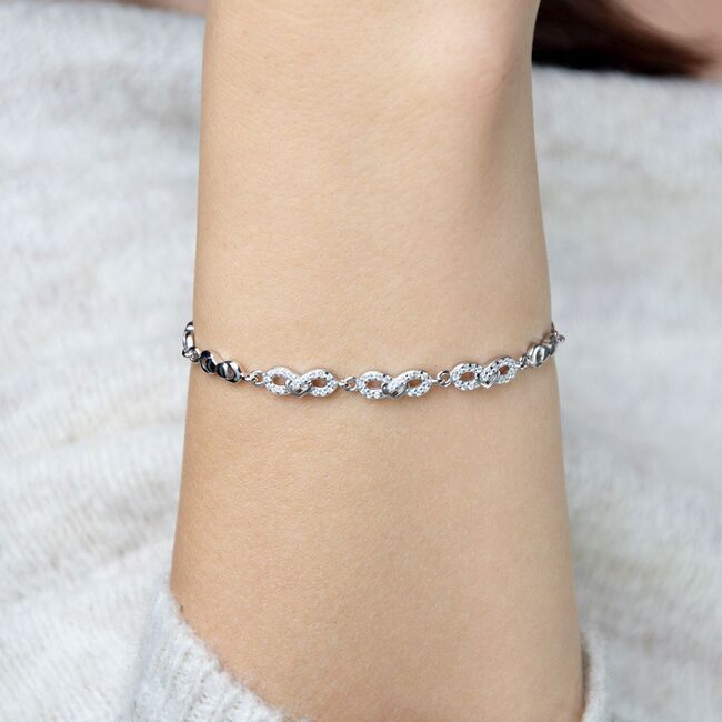 Bratara argint infinit cu zirconii Infinity