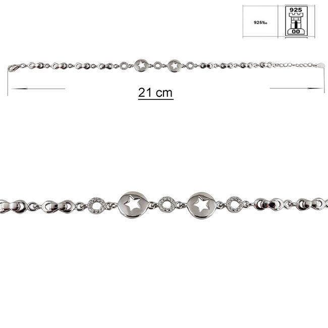 Bratara argint stele si cercuri Kamila