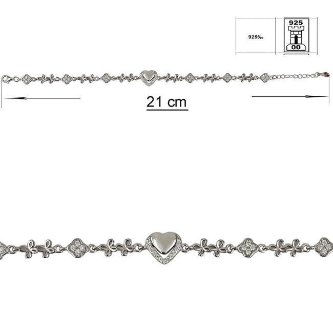 Bratara argint inimioara Kaylee