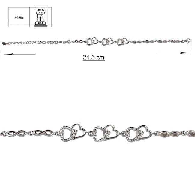 Bratara argint inimioare Kiara