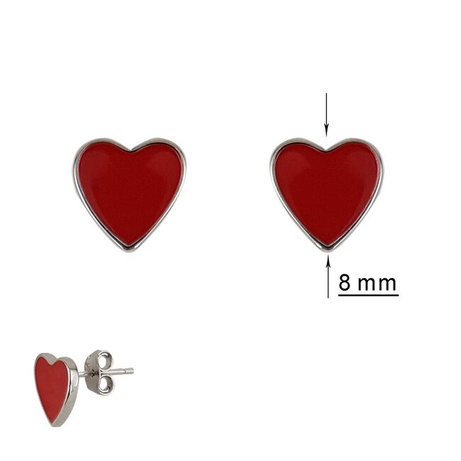 Cercei argint inimioara rosie Amour
