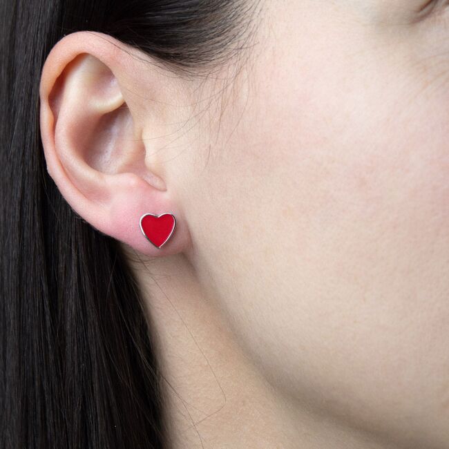 Cercei argint inimioara rosie Amour