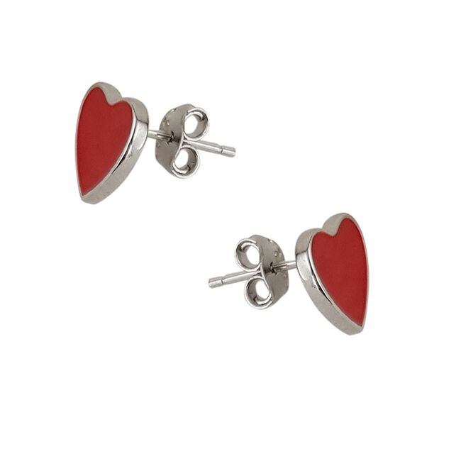 Cercei argint inimioara rosie Amour