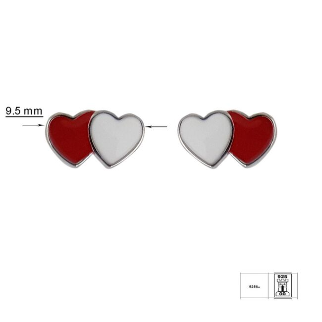 Cercei argint copii bicolori inimioare