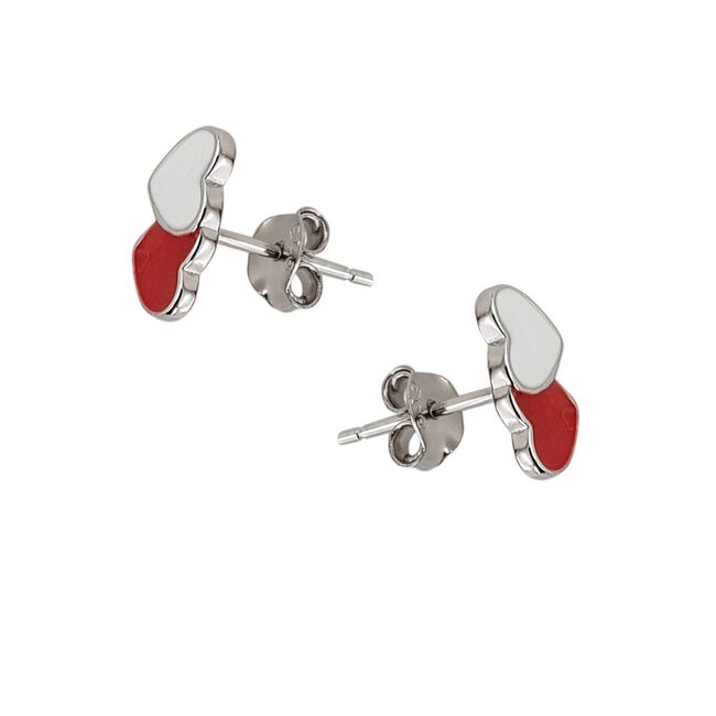 Cercei argint copii bicolori inimioare