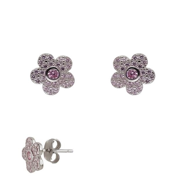 Cercei argint floare roz Olivia