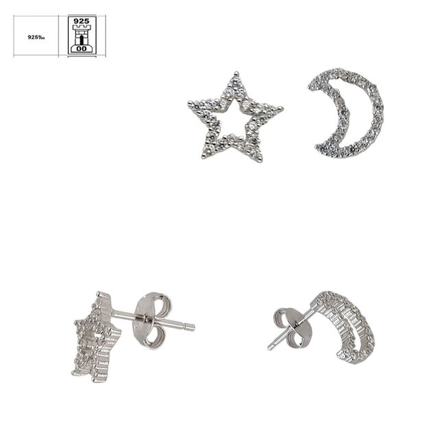 Cercei argint asimetrici Stellar