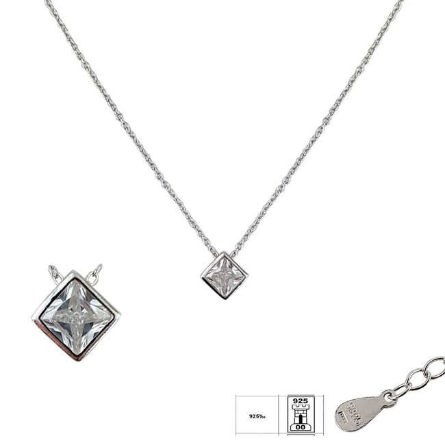Lant argint cu pandantiv romb Square