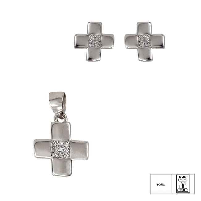 Set argint Croix cu zirconii albe