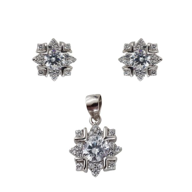 Set argint flori cu zirconii  Daleyza
