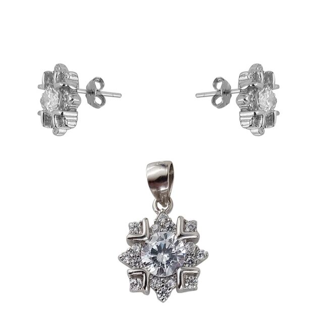 Set argint flori cu zirconii  Daleyza