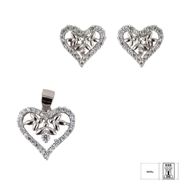 Set argint inimioare cu zirconii albe Jocelyn