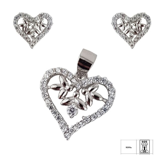 Set argint inimioare cu zirconii albe Jocelyn