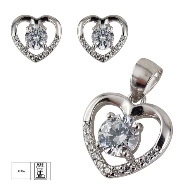 Set argint inimioara cu zirconii Kailani