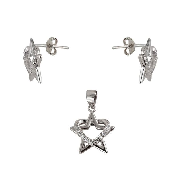 Set argint inima si stea Miracle