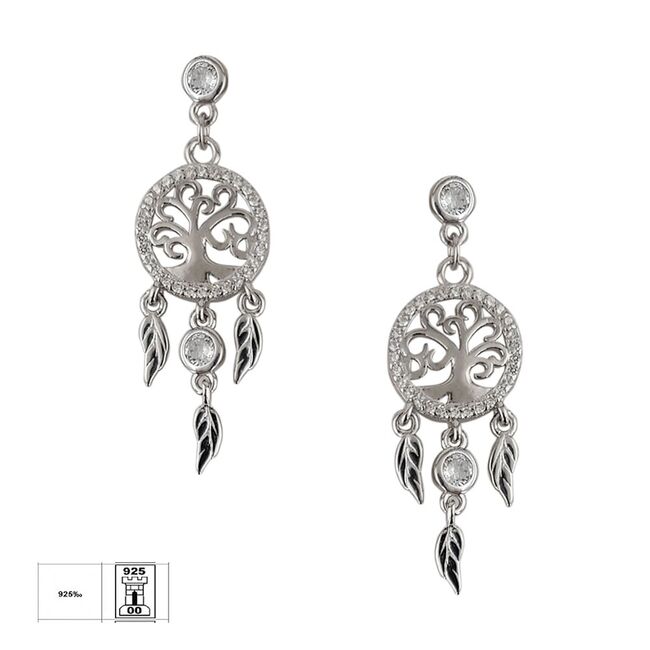 Cercei argint Dreamer cu zirconii albe