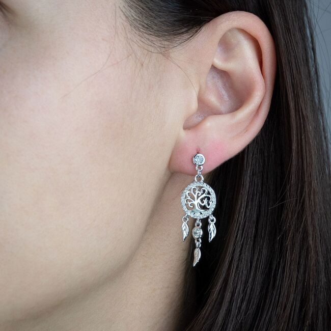 Cercei argint Dreamer cu zirconii albe
