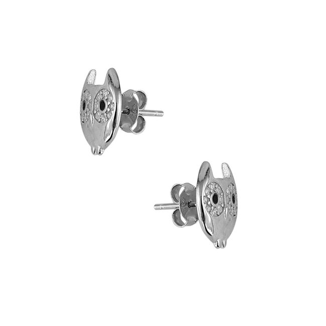 Cercei argint bufnita cu zirconiu Eule